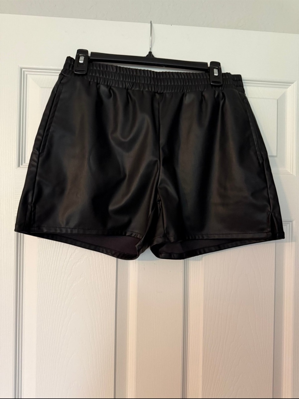 H&M Black Faux Leather Shorts